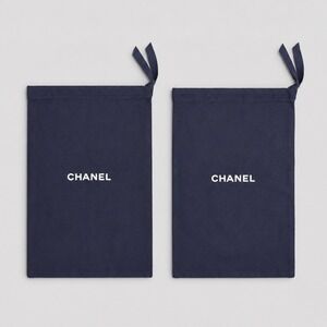 Chanel Navy Blue Cotton Drawstring Dust Bags Set of 2 Luxury Storage 13.5x10